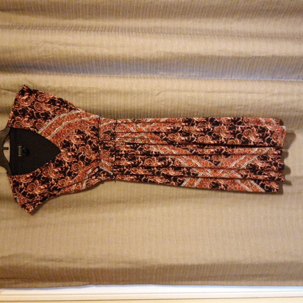 Enfocus Studios, Size 4, Paisley Mixed Print Dress, Navy and Red